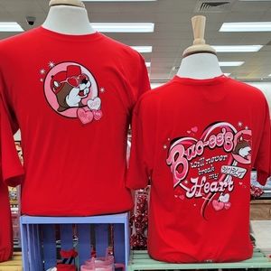 2 Bucees Valentines Shirts Adult Small and Adult 2XL